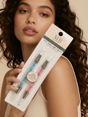 Rhinestone Nail Art Tools Set – Silicone Duo-Tip Sculpting 2pc DIY Glam Beauty